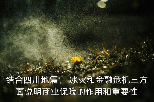 結(jié)合四川地震、 冰災(zāi)和金融危機三方面說明商業(yè)保險的作用和重要性