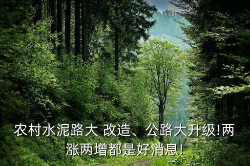 農(nóng)村水泥路大 改造、公路大升級(jí)!兩漲兩增都是好消息!