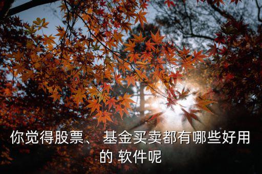 你覺得股票、 基金買賣都有哪些好用的 軟件呢
