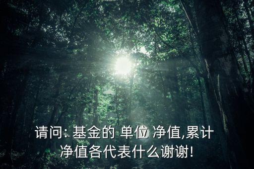 請(qǐng)問(wèn): 基金的 單位 凈值,累計(jì) 凈值各代表什么謝謝!