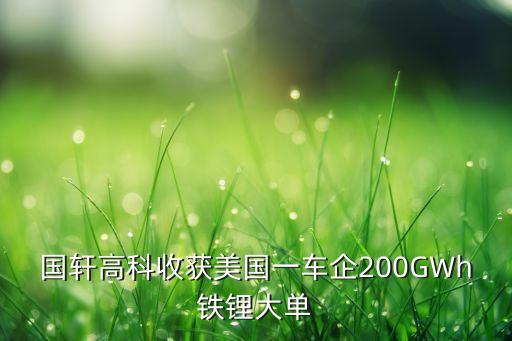 國(guó)軒高科收獲美國(guó)一車(chē)企200GWh鐵鋰大單