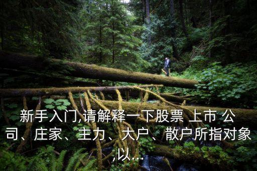 新手入門,請解釋一下股票 上市 公司、莊家、主力、大戶、散戶所指對象,以...