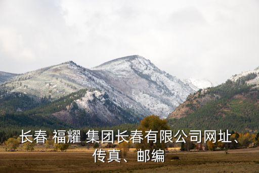 長春 福耀 集團長春有限公司網(wǎng)址、傳真、郵編