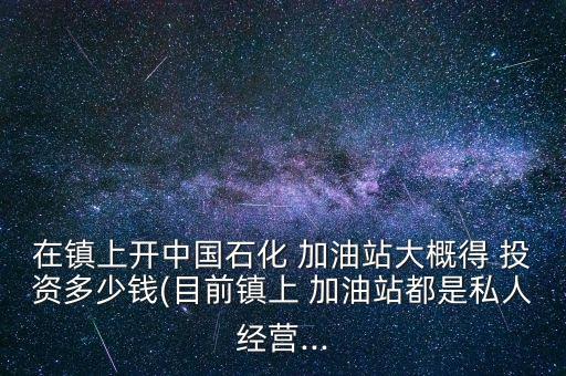 在鎮(zhèn)上開(kāi)中國(guó)石化 加油站大概得 投資多少錢(qián)(目前鎮(zhèn)上 加油站都是私人經(jīng)營(yíng)...