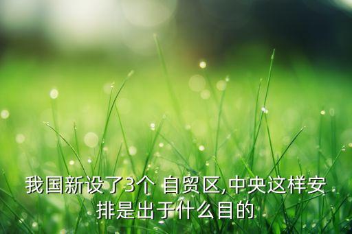我國新設(shè)了3個(gè) 自貿(mào)區(qū),中央這樣安排是出于什么目的