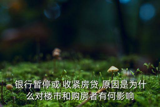  銀行暫?；?收緊房貸,原因是為什么對樓市和購房者有何影響