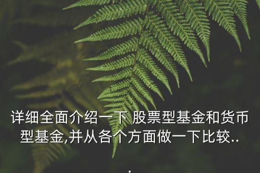 詳細(xì)全面介紹一下 股票型基金和貨幣型基金,并從各個方面做一下比較...