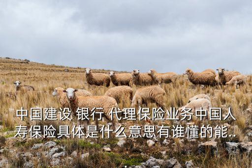 中國建設(shè) 銀行 代理保險(xiǎn)業(yè)務(wù)中國人壽保險(xiǎn)具體是什么意思有誰懂的能...