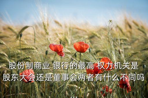 股份制商業(yè) 銀行的最高 權力機關是股東大會還是董事會兩者有什么不同嗎...