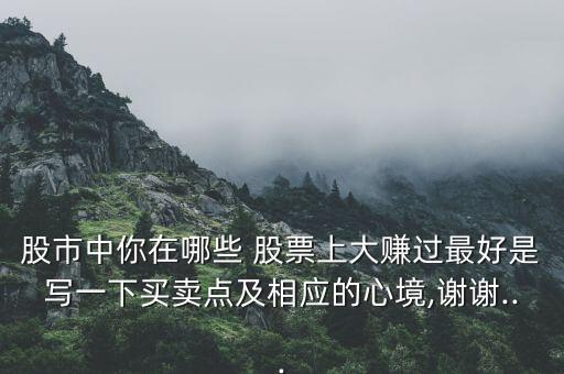 股市中你在哪些 股票上大賺過最好是寫一下買賣點及相應的心境,謝謝...