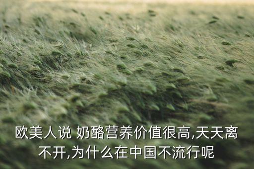 歐美人說 奶酪營(yíng)養(yǎng)價(jià)值很高,天天離不開,為什么在中國(guó)不流行呢