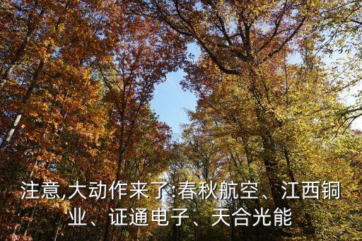 注意,大動作來了:春秋航空、江西銅業(yè)、證通電子、天合光能