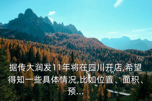 據(jù)傳大潤發(fā)11年將在四川開店,希望得知一些具體情況,比如位置、面積、預(yù)...