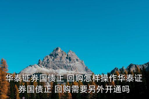 華泰證券國(guó)債正 回購(gòu)怎樣操作華泰證券國(guó)債正 回購(gòu)需要另外開通嗎