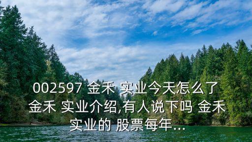 002597 金禾 實(shí)業(yè)今天怎么了 金禾 實(shí)業(yè)介紹,有人說(shuō)下嗎 金禾 實(shí)業(yè)的 股票每年...