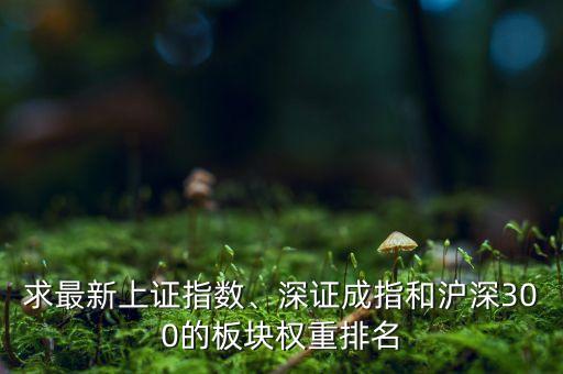 求最新上證指數(shù)、深證成指和滬深300的板塊權(quán)重排名