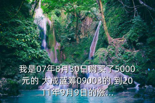我是07年8月30日購(gòu)買(mǎi)了5000元的 大成藍(lán)籌09003的,到2011年9月9日的漲...