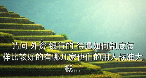 請問 外資 銀行的 待遇如何制度怎樣比較好的有哪幾家他們的用人標準大概...