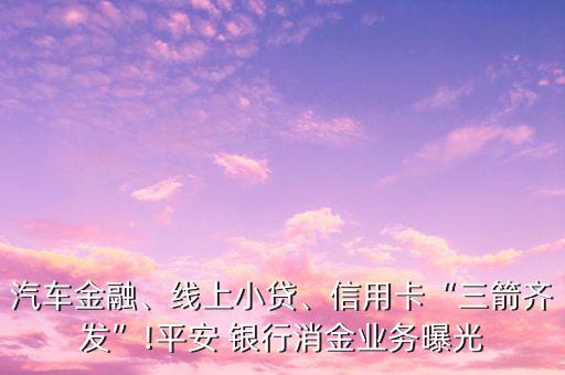汽車金融、線上小貸、信用卡“三箭齊發(fā)”!平安 銀行消金業(yè)務(wù)曝光