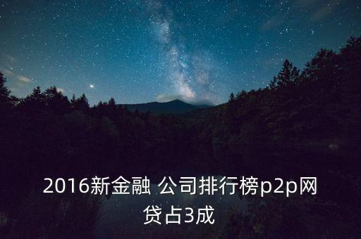 2016新金融 公司排行榜p2p網貸占3成