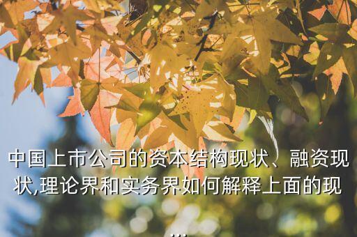 中國上市公司的資本結(jié)構(gòu)現(xiàn)狀、融資現(xiàn)狀,理論界和實(shí)務(wù)界如何解釋上面的現(xiàn)...