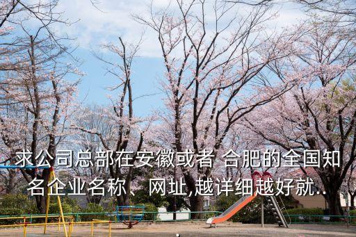 求公司總部在安徽或者 合肥的全國(guó)知名企業(yè)名稱、網(wǎng)址,越詳細(xì)越好就...