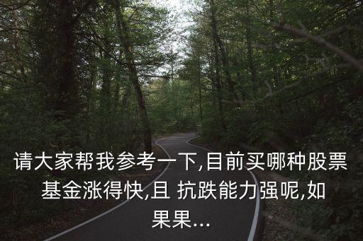請(qǐng)大家?guī)臀覅⒖家幌?目前買哪種股票 基金漲得快,且 抗跌能力強(qiáng)呢,如果果...