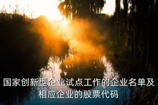 國家創(chuàng)新型企業(yè)試點工作的企業(yè)名單及相應企業(yè)的股票代碼