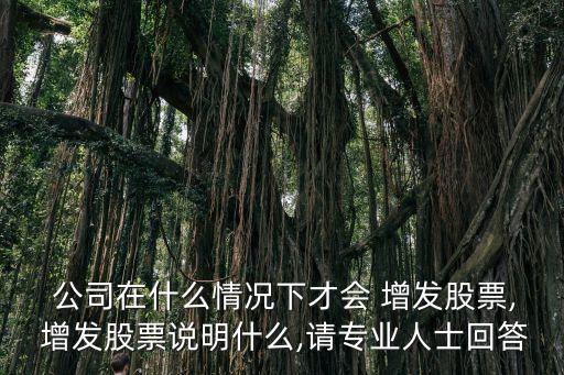  公司在什么情況下才會(huì) 增發(fā)股票, 增發(fā)股票說明什么,請專業(yè)人士回答