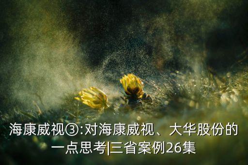 海康威視③:對(duì)?？低?、大華股份的一點(diǎn)思考|三省案例26集