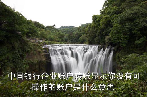  中國(guó)銀行企業(yè)賬戶轉(zhuǎn)賬顯示你沒(méi)有可操作的賬戶是什么意思