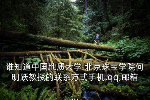 誰知道中國地質大學 北京珠寶學院何明躍教授的聯(lián)系方式手機,qq,郵箱...