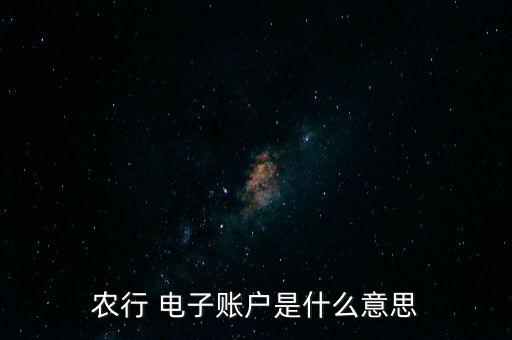 農行 電子賬戶是什么意思