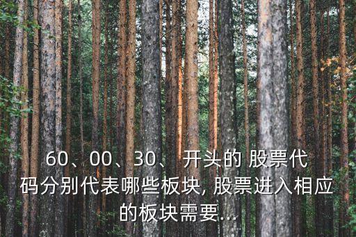 60、00、30、 開頭的 股票代碼分別代表哪些板塊, 股票進入相應(yīng)的板塊需要...