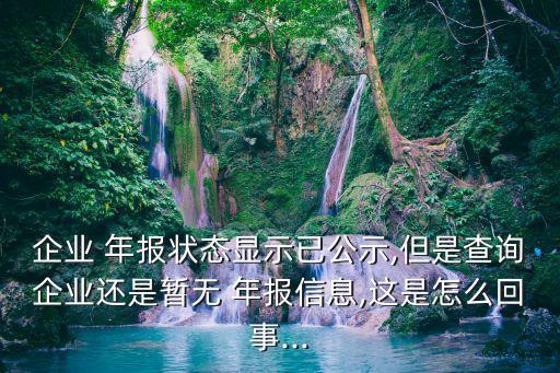 企業(yè) 年報(bào)狀態(tài)顯示已公示,但是查詢企業(yè)還是暫無 年報(bào)信息,這是怎么回事...