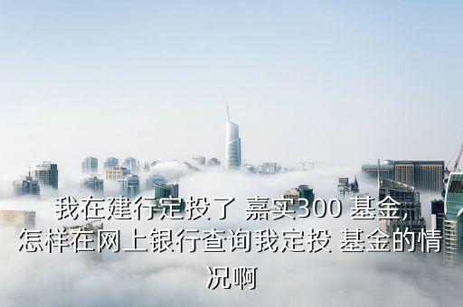 我在建行定投了 嘉實300 基金,怎樣在網上銀行查詢我定投 基金的情況啊