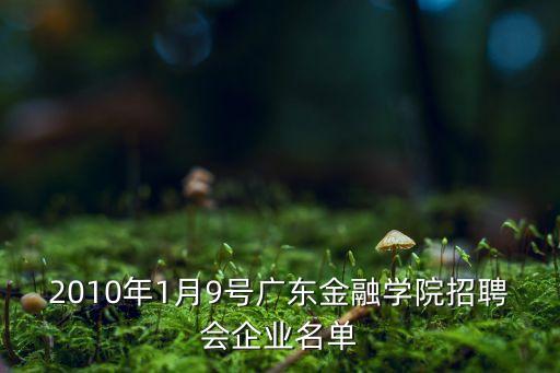2010年1月9號廣東金融學(xué)院招聘會(huì)企業(yè)名單