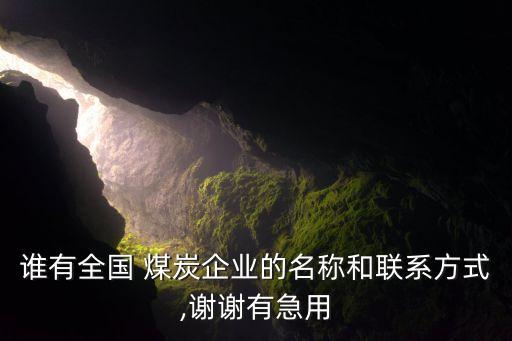 誰有全國(guó) 煤炭企業(yè)的名稱和聯(lián)系方式,謝謝有急用