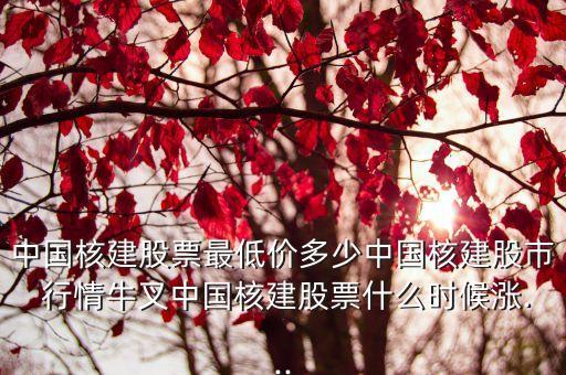 中國核建股票最低價(jià)多少中國核建股市 行情牛叉中國核建股票什么時(shí)候漲...