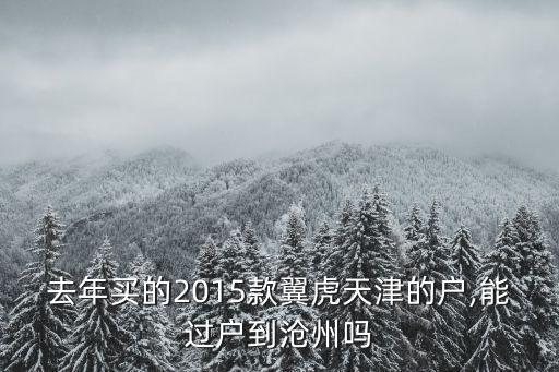 去年買(mǎi)的2015款翼虎天津的戶,能過(guò)戶到滄州嗎