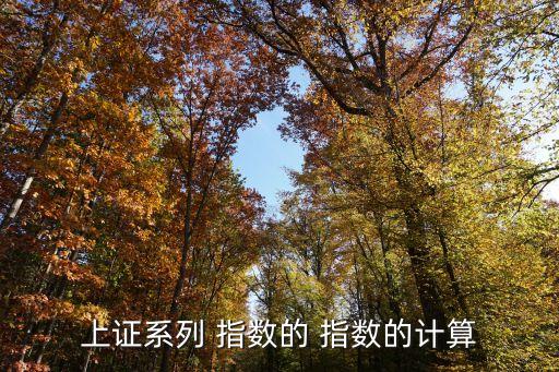 上證系列 指數的 指數的計算