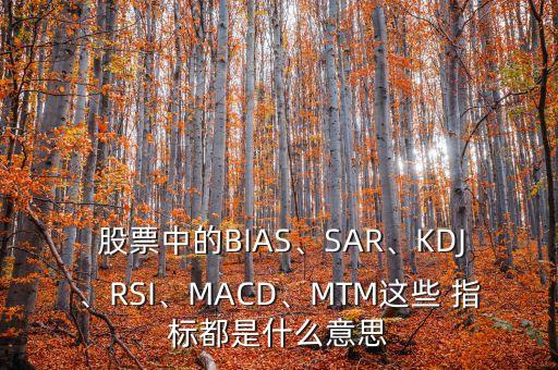  股票中的BIAS、SAR、KDJ、RSI、MACD、MTM這些 指標(biāo)都是什么意思
