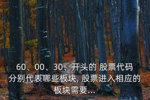 60、00、30、開頭的 股票代碼分別代表哪些板塊, 股票進入相應的板塊需要...