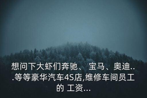 想問下大蝦們奔馳、 寶馬、奧迪...等等豪華汽車4S店,維修車間員工的 工資...