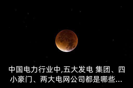 中國電力行業(yè)中,五大發(fā)電 集團、四小豪門、兩大電網(wǎng)公司都是哪些...