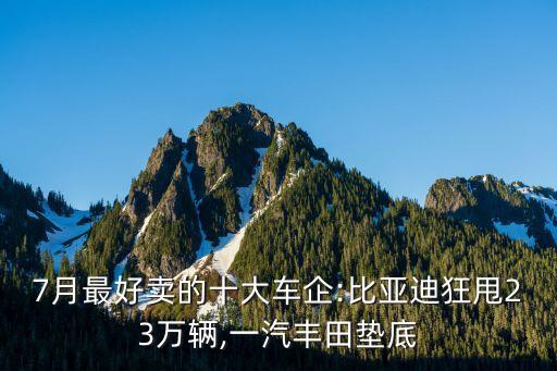 7月最好賣(mài)的十大車(chē)企:比亞迪狂甩23萬(wàn)輛,一汽豐田墊底