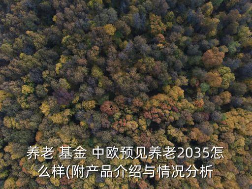 養(yǎng)老 基金 中歐預見養(yǎng)老2035怎么樣(附產(chǎn)品介紹與情況分析