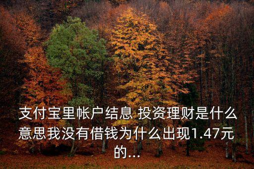  支付寶里帳戶(hù)結(jié)息 投資理財(cái)是什么意思我沒(méi)有借錢(qián)為什么出現(xiàn)1.47元的...