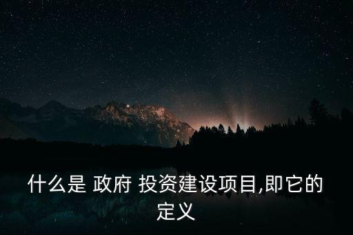 什么是 政府 投資建設項目,即它的定義