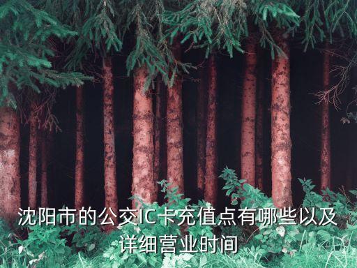 沈陽市的公交IC卡充值點(diǎn)有哪些以及詳細(xì)營業(yè)時間